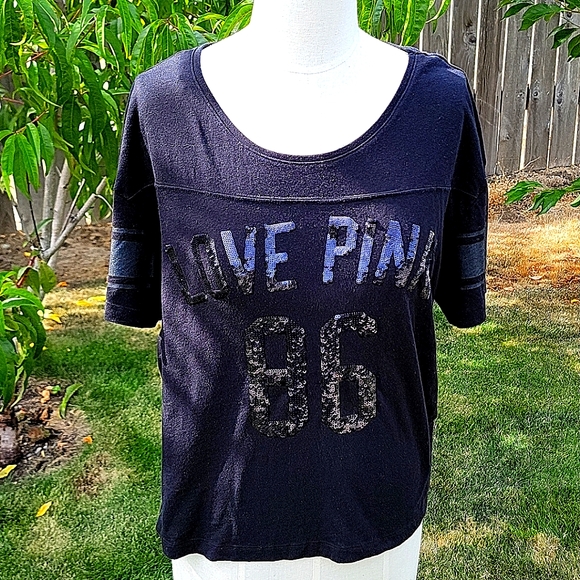 Pink by Victoria's Secret Tops - Pink by Victoria's Secret Black Sequin Tee